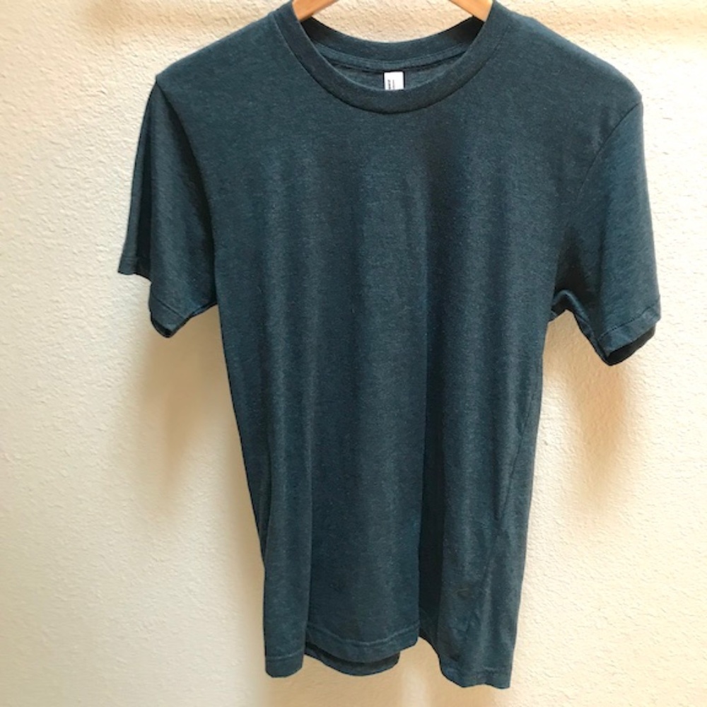 American Apparel Unisex 50/50 Short Sleeve Crewneck Small. Black Aqua Color. - Picture 4 of 11